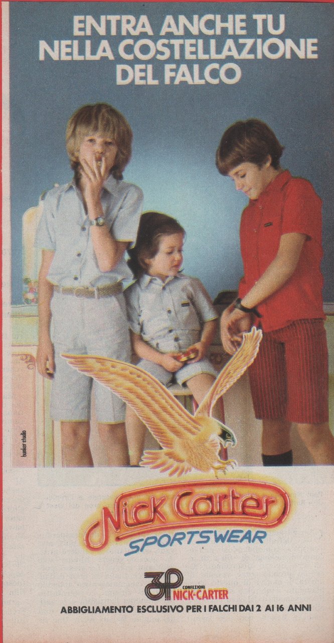 Nick Carter Sportswear. Advertising 1981