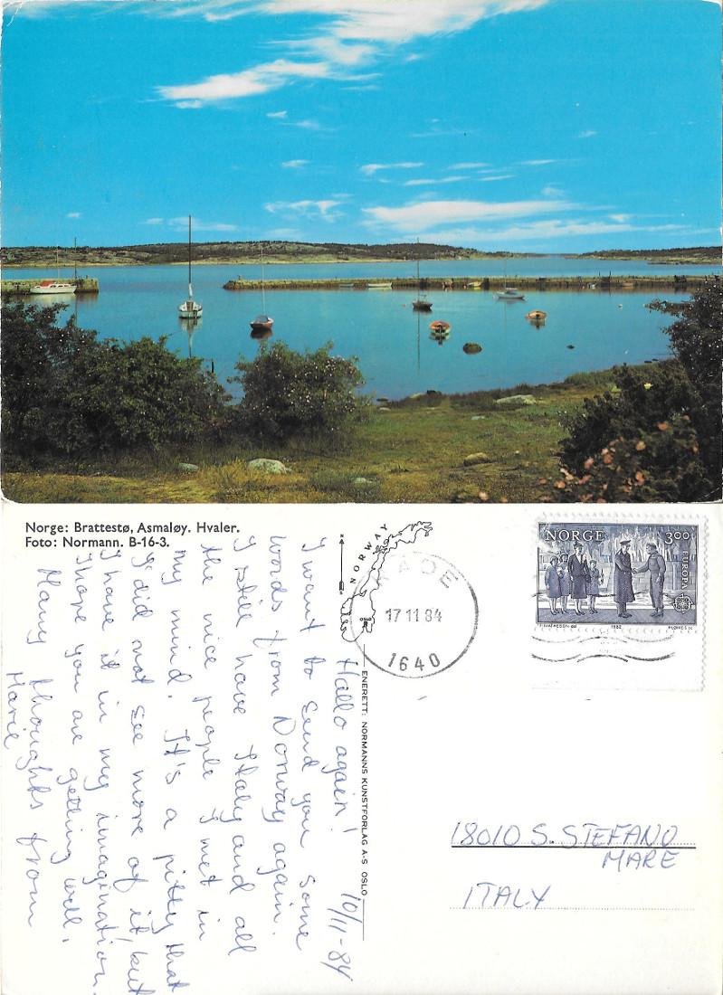 Norvegia. Brattesto, Asmakoy. Hvaler. Viaggiata 1984