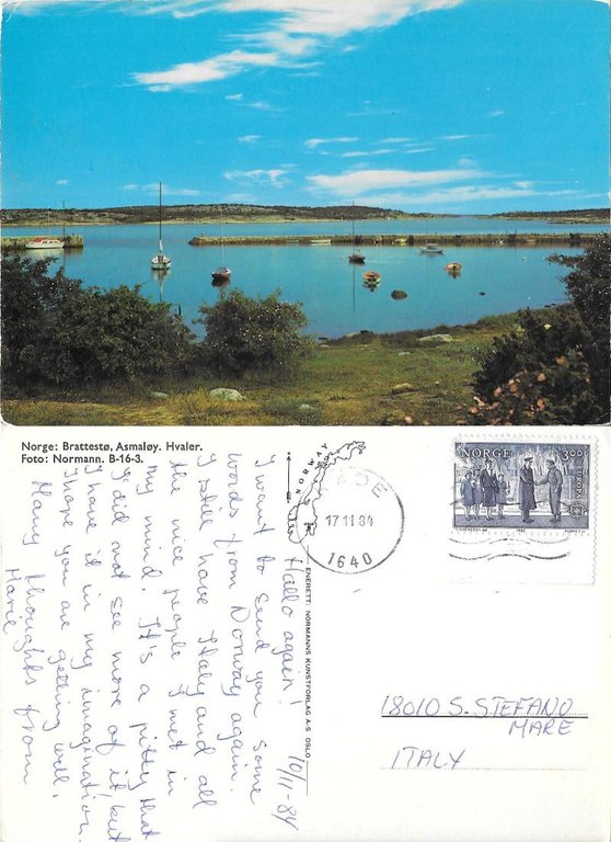 Norvegia. Brattesto, Asmakoy. Hvaler.  Viaggiata 1984