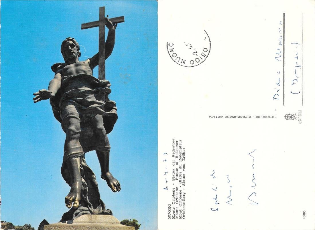 Nuoro. Monte Ortobene. Statua del Redentore. Viaggiata 1973
