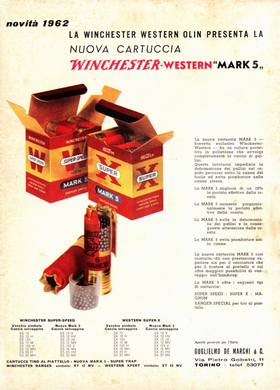 Nuova cartuccia Winchester Mark 5. Advertising 1962