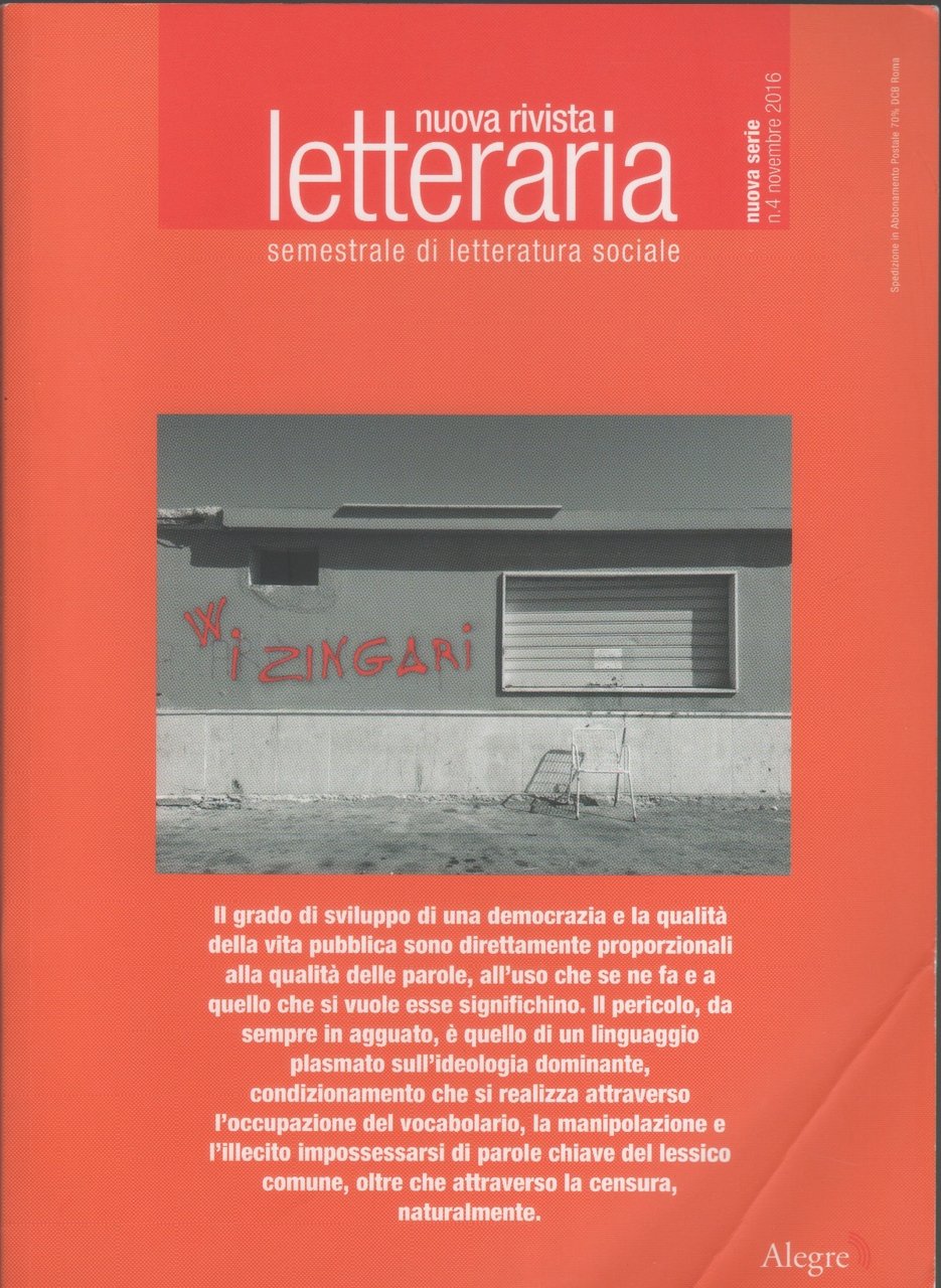 Nuova rivista letteraria. n. 4 / 2016