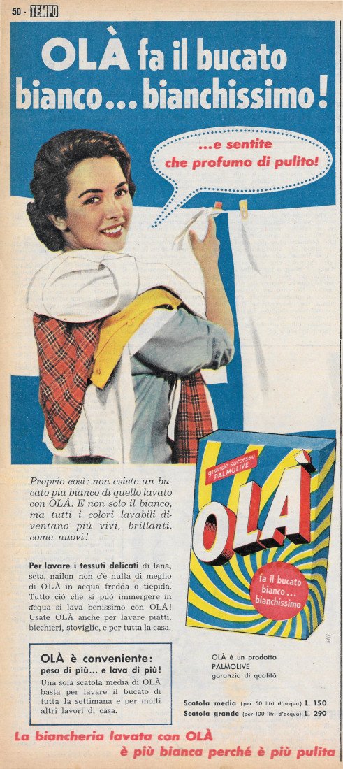 Olà fa il bucato bianco... bianchissimo! - Advertising 1956