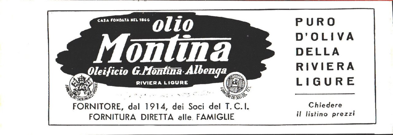 Oleificio G. Montina. Albenga (SV) - Pubblicità 1959