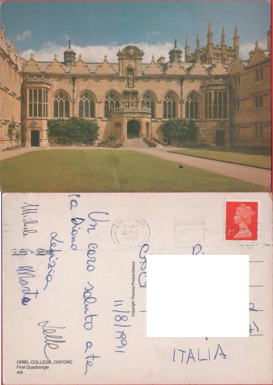 Oriel College Oxford. First Quadrangle. Viaggiata 1991