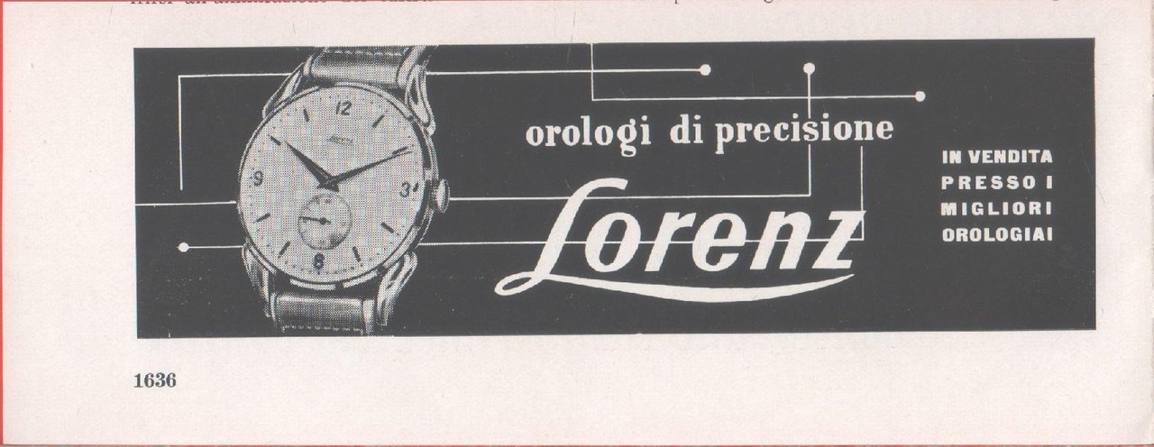 Orologi di precisione Lorenz. Pubblicità 1958