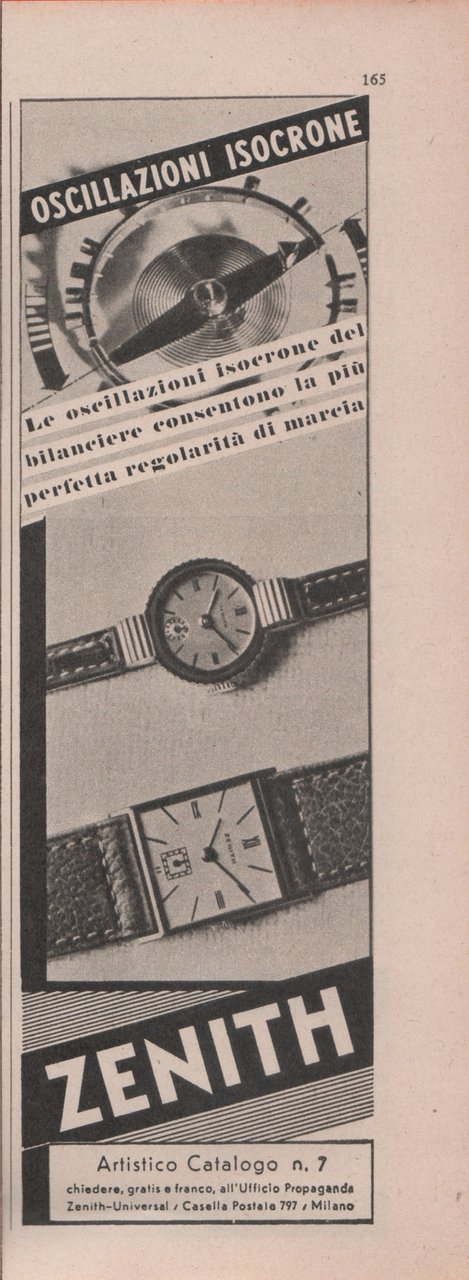 Orologi Zenith. Advertising 1941