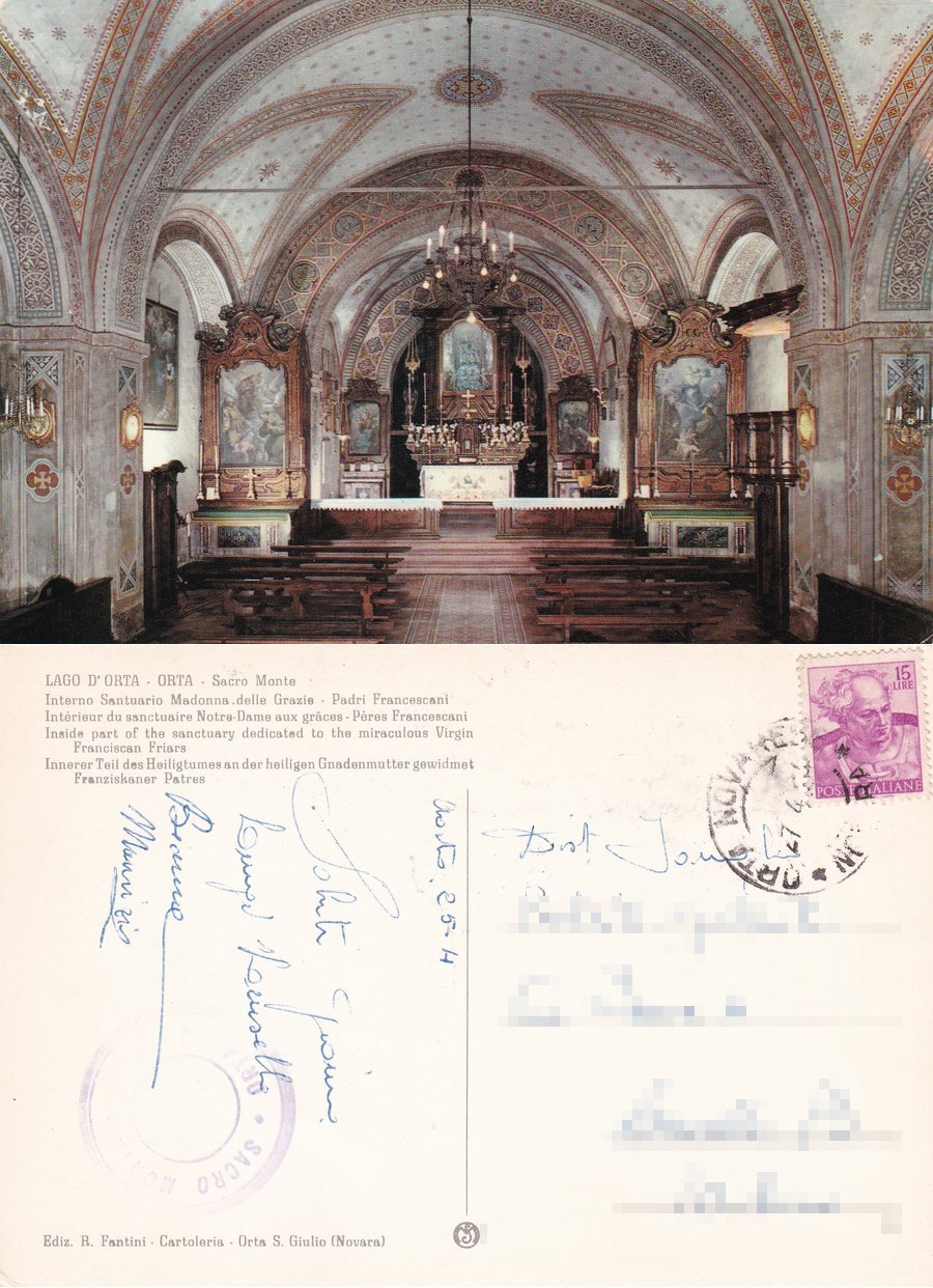 Orta. Sacro Monte. Interno del Santuario Madonna delle Grazie. Viaggiata