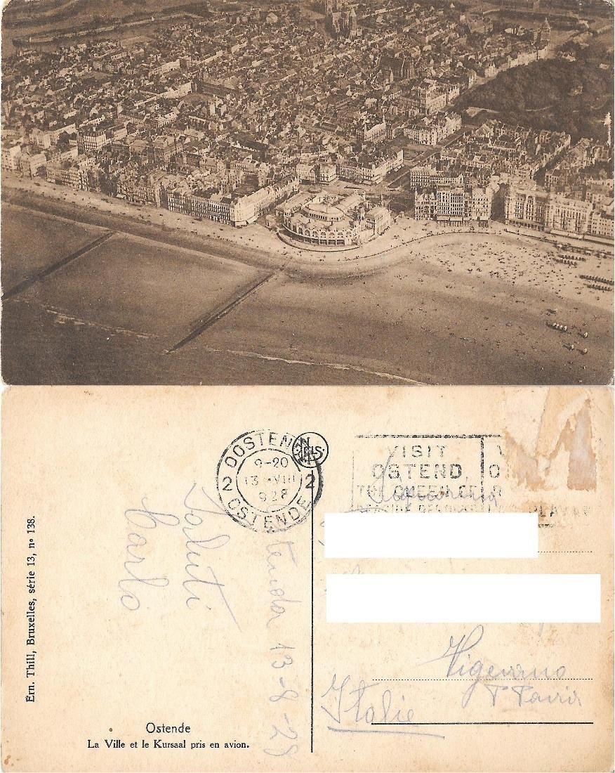 Ostende. La ville et le Kursaal pris en avion. Viaggiata …