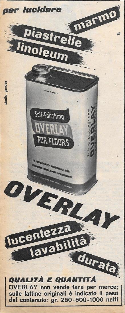 Overlay, qualità e quantità. Advertising 1956
