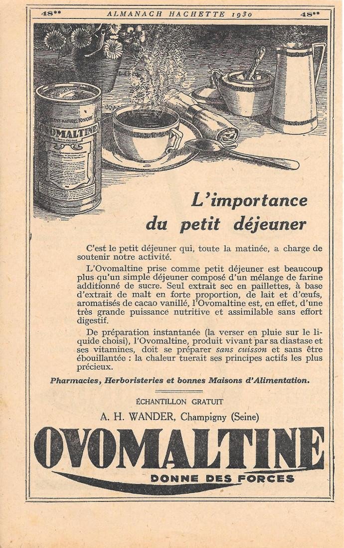 Ovomaltine. Pubblicita 1930