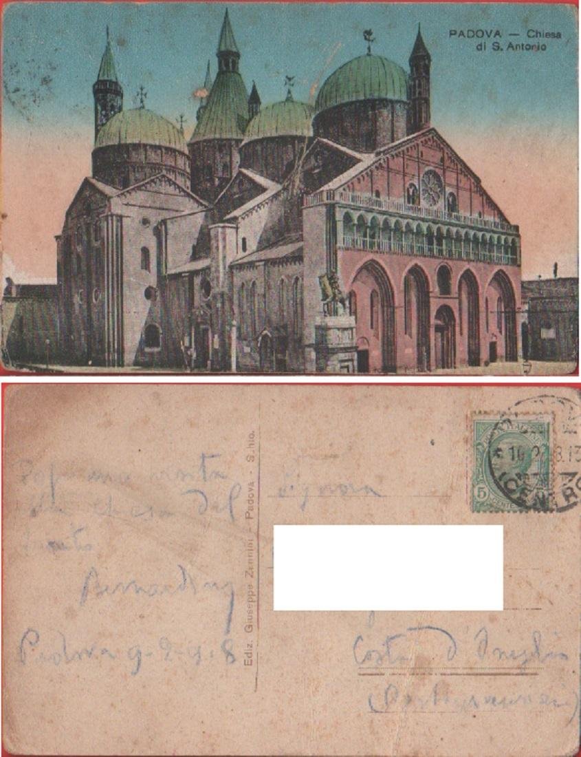 Padova. Chiesa di S. Antonio. Viaggiata 1918. Colorata
