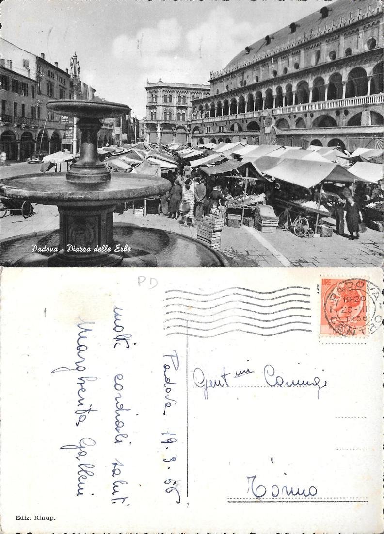 Padova. Piazza delle Erbe. Viaggiata 1956