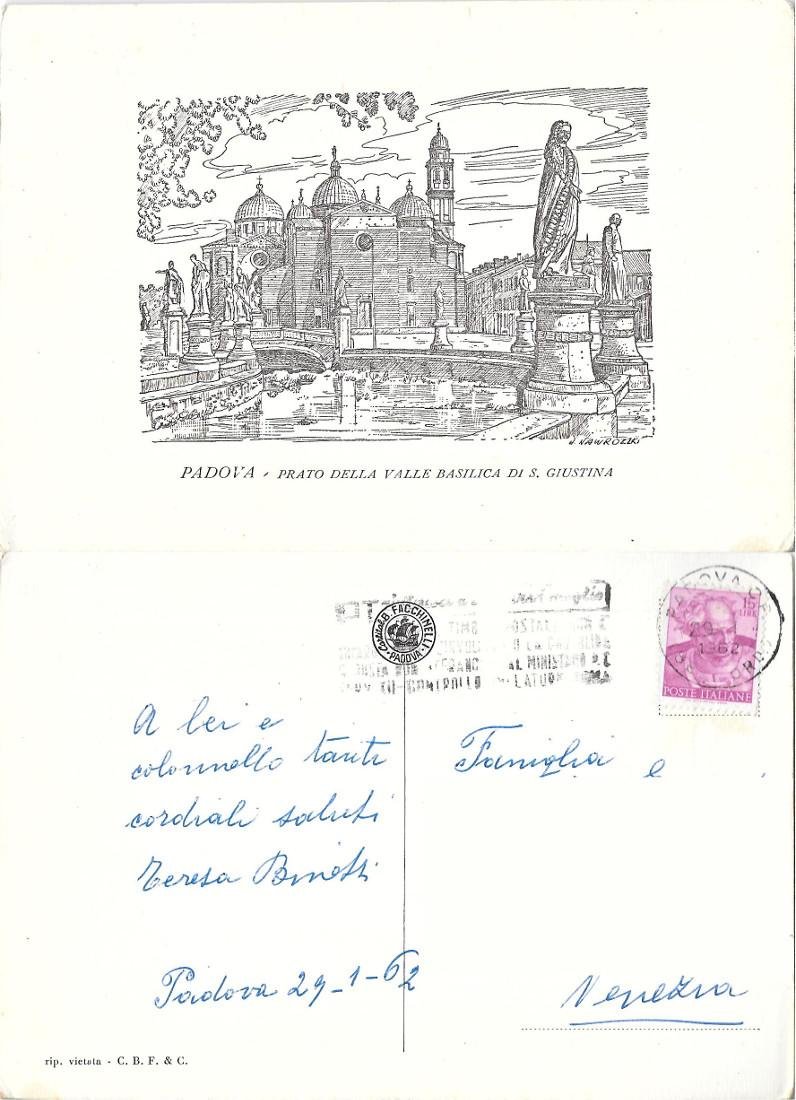 Padova. Prato della Valle. Basilica di S. Giustina. Viaggiata 1962