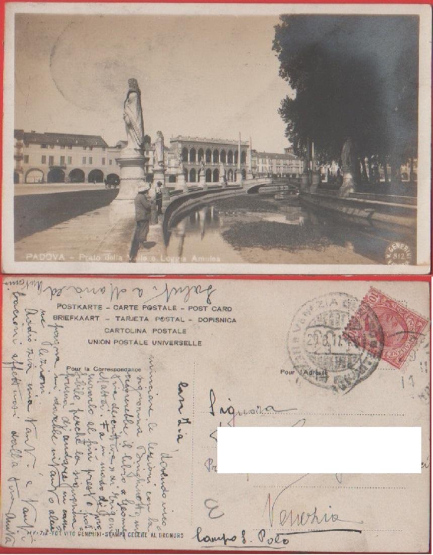 Padova. Prato della Valle e Loggia Amulea. Viaggiata 1912. Pescatori