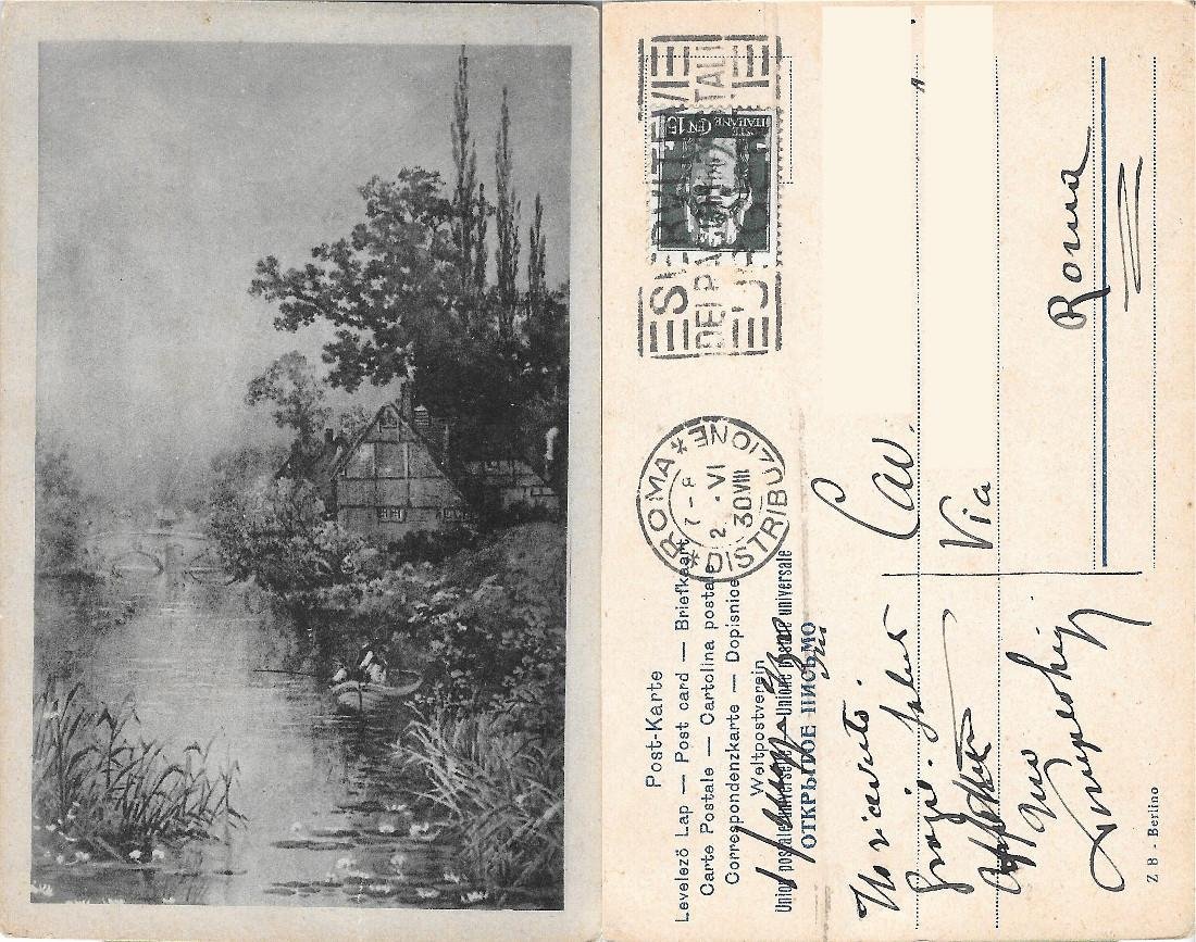 Paesaggio fluviale. Viaggiata 1930