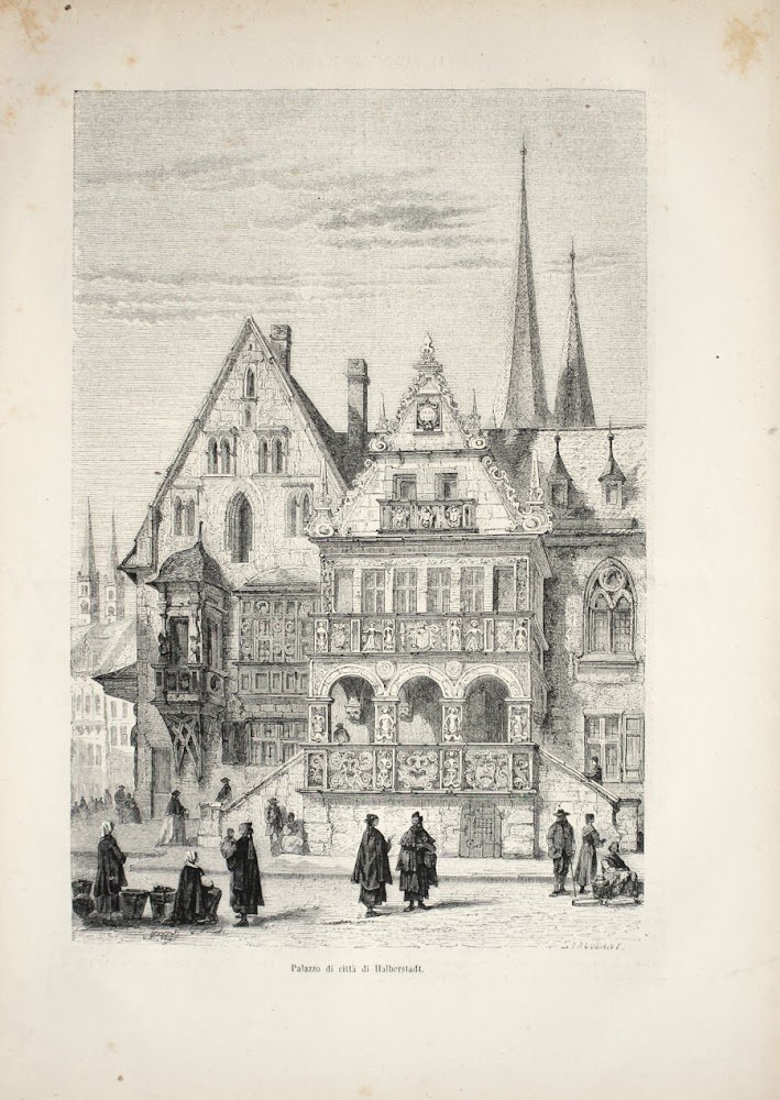 Palazzo di città di Helberstadt (Ercinia). Stampa 1863