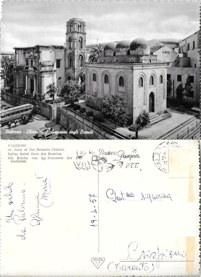 Palermo. Chiesa di S. Giovanni degli Eremiti. Viaggiata 1957