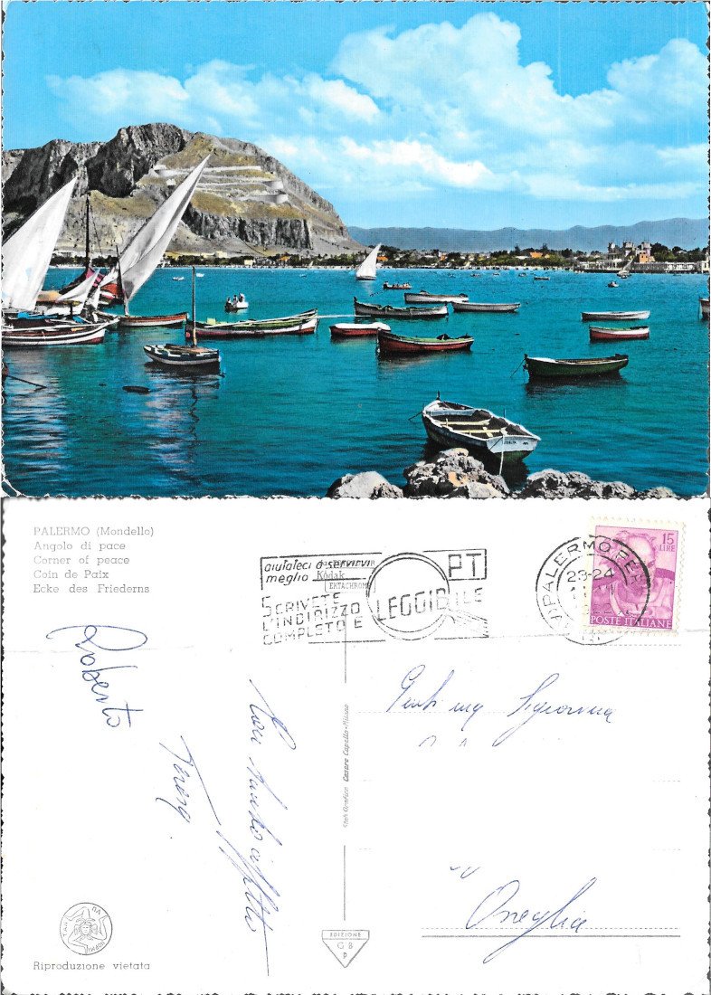 Palermo. Mondello. Viaggiata 1962