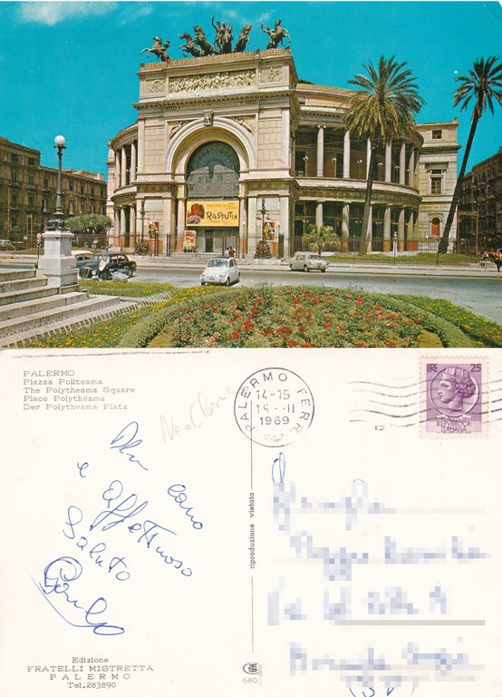 Palermo. Piazza Politeama. Viaggiata 1969