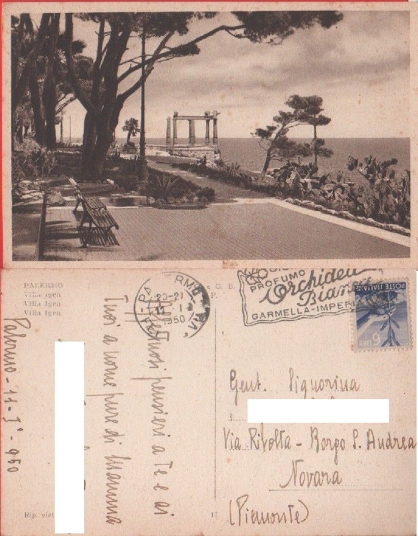 Palermo. ViIlla Igea. Viaggiata 1950