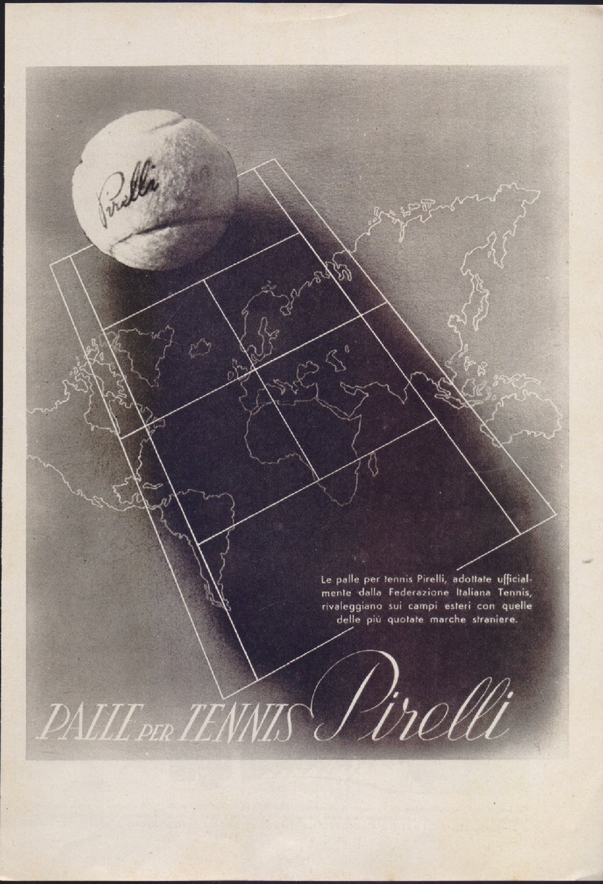 Palle da tennis Pirelli. Advertising 1940