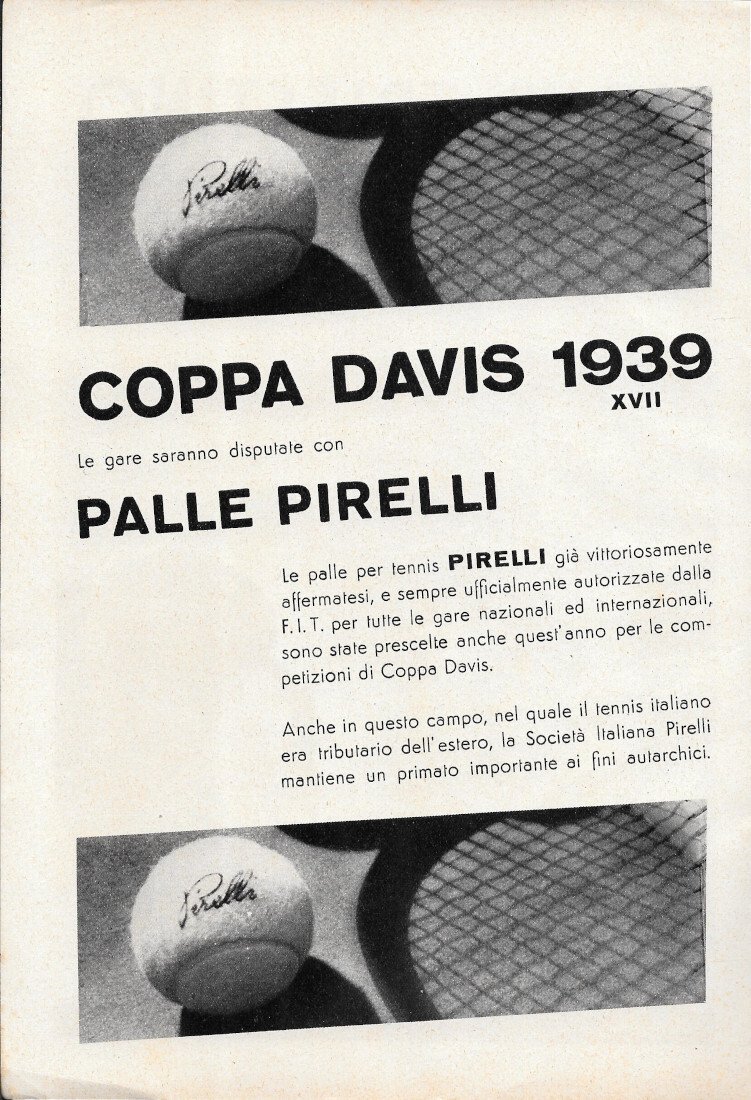 Palle Pirelli Coppa Davis 1939 / Lloyd Triestino - Advertising …