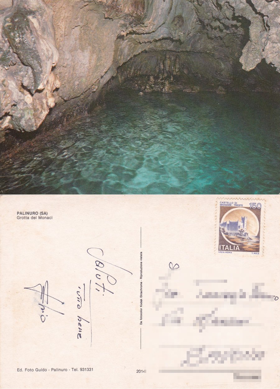 Palunuro (SA). Grotta dei Monaci. Viaggiata