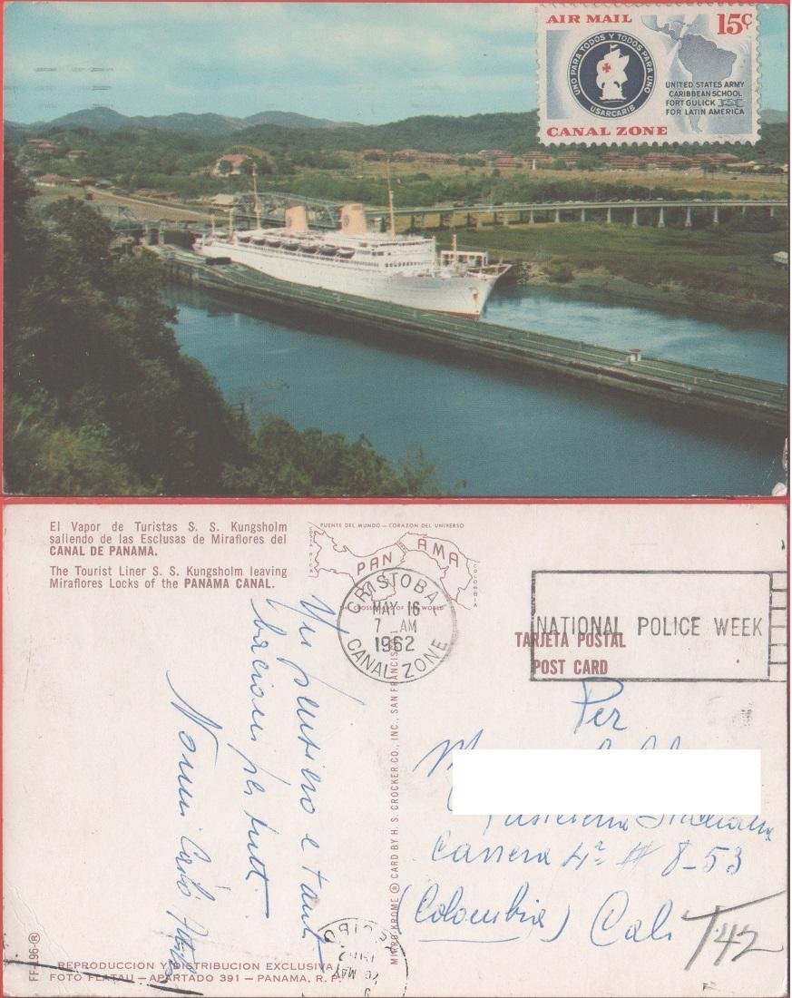 Panama. The tourist liner SS Kungsholm. Viaggiata 1962