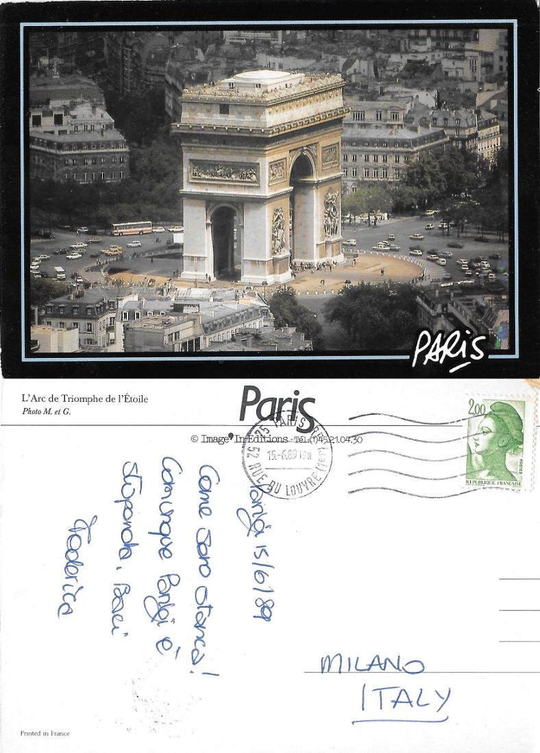 Parigi. L'Arc de Triomphe de l'Etoile. Viaggiata 1989