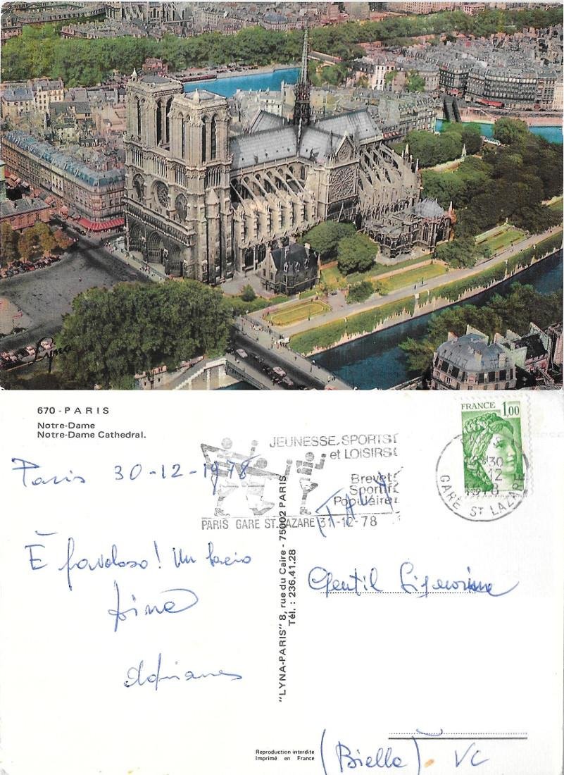 Parigi. Notre Dame. Veduta aerea. Viaggiata 1978