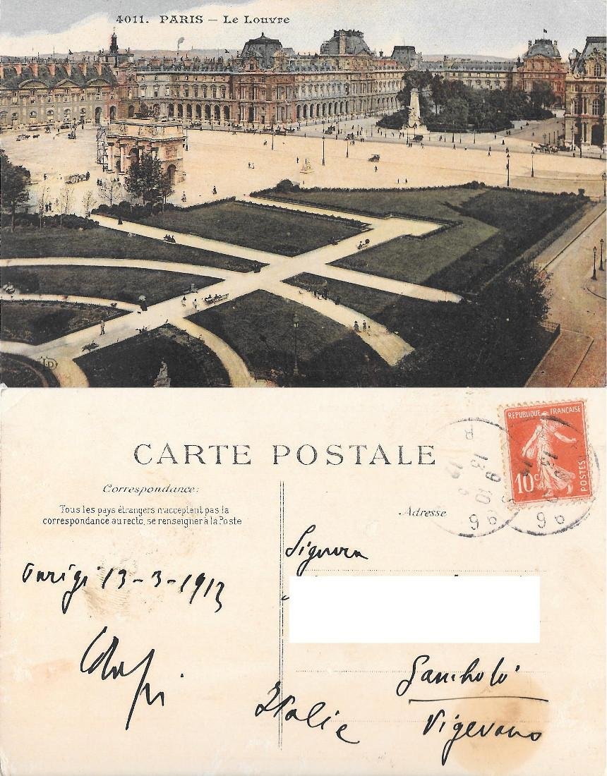 Paris. Le Louvre. Viaggiata 1913