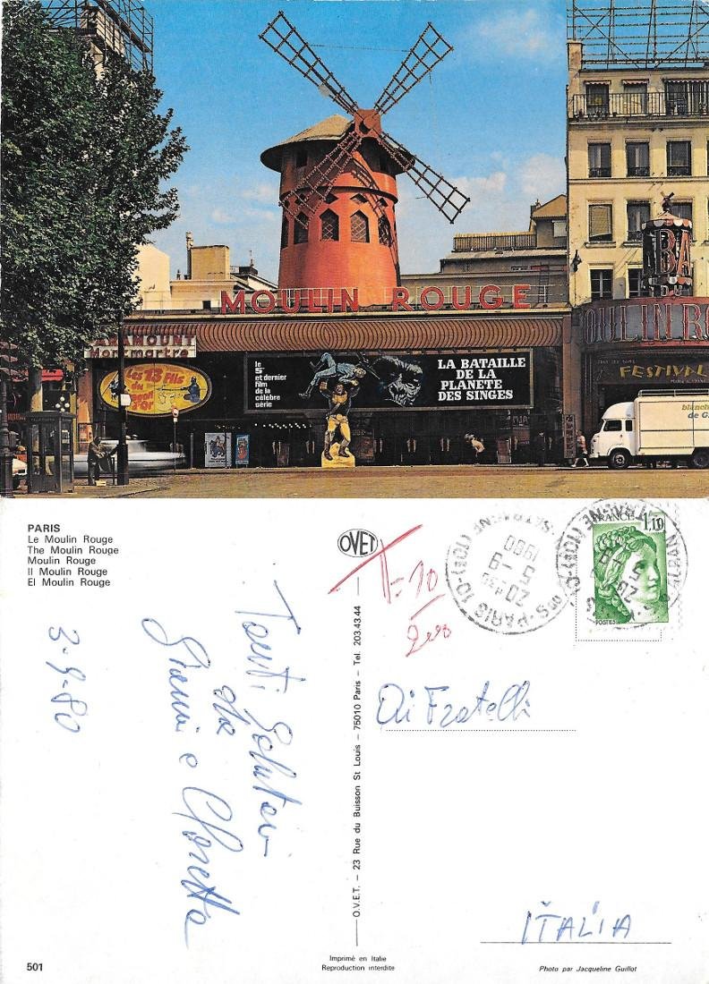 Paris. Le Moulin Rouge. viaggiata 1980
