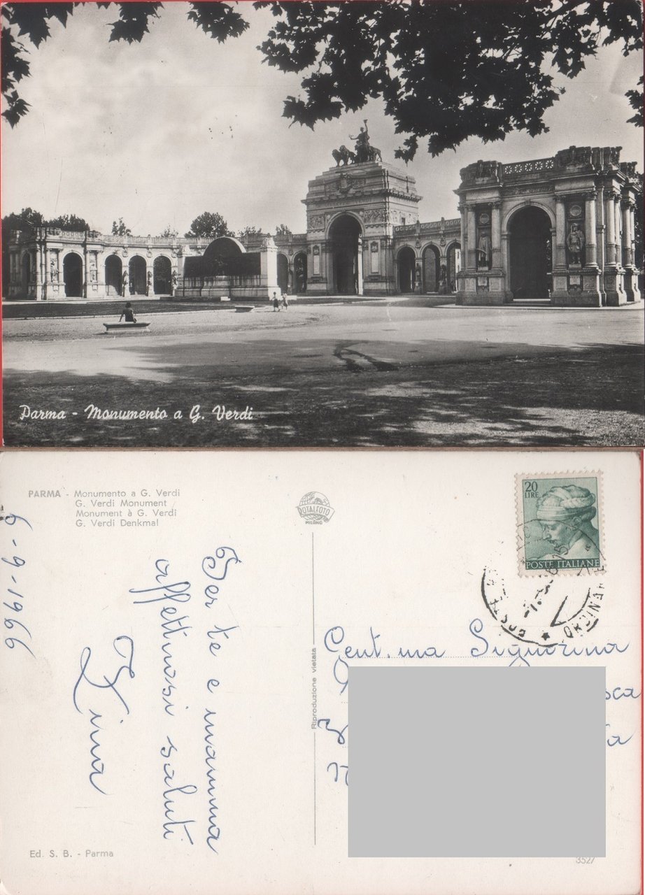 Parma. Monumento a G. Verdi. Viaggiata 1966