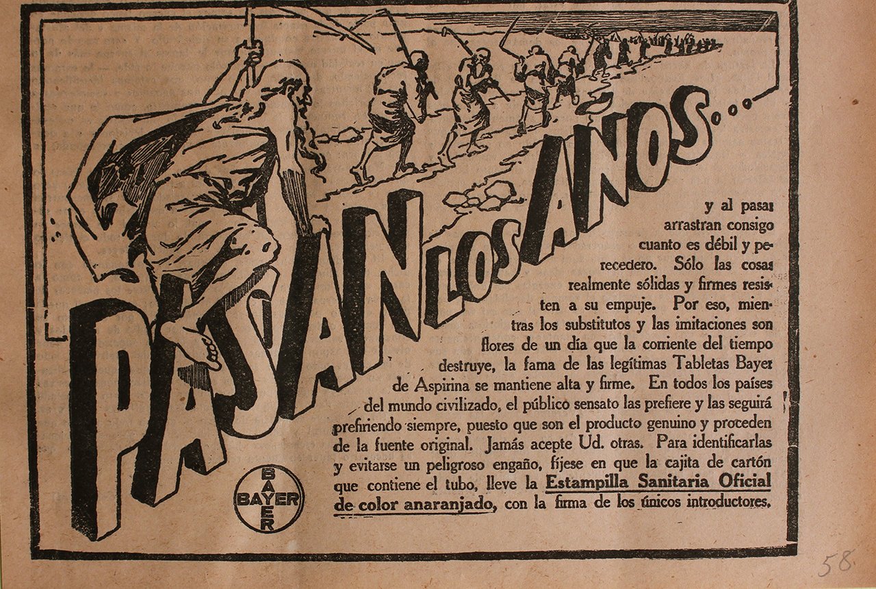 Pasan los anos... Tabletas Bayer de Aspirina - Advertising 1922