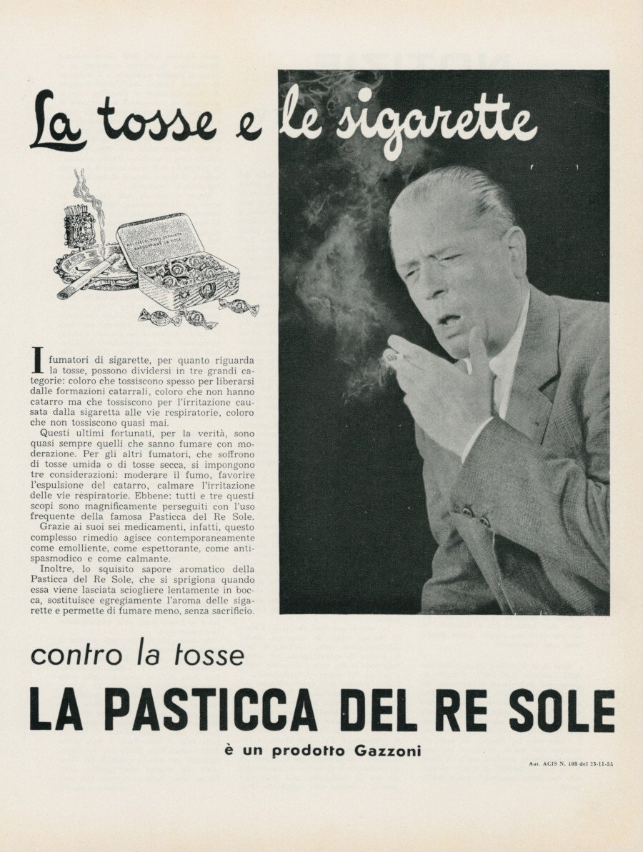 Pasticca del Re Sole Gazzoni. Advertising 1957