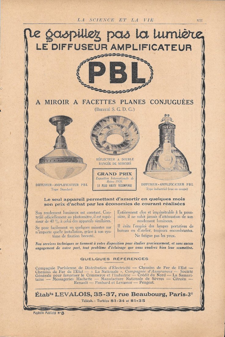 PBL diffuseur amplificateur, etab.ts Levalois - Advertising 1928