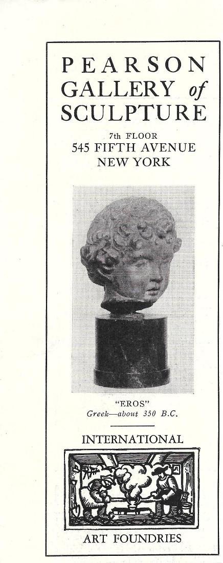 Pearson gallery of sculpture. New York. Pubblicita 1930