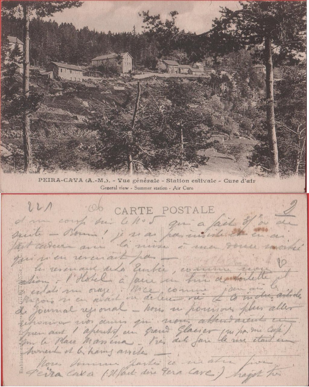 Peira Cava. Vue générale, Station estivale. Cure d'air. Viaggiata in …