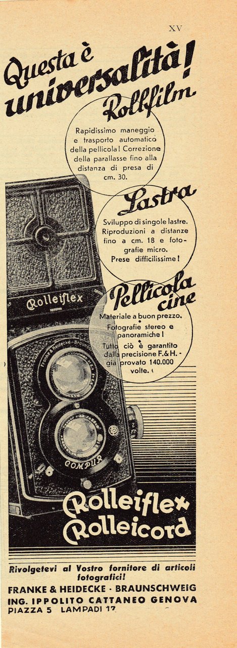 Pellicole Rollei. Advertising 1935