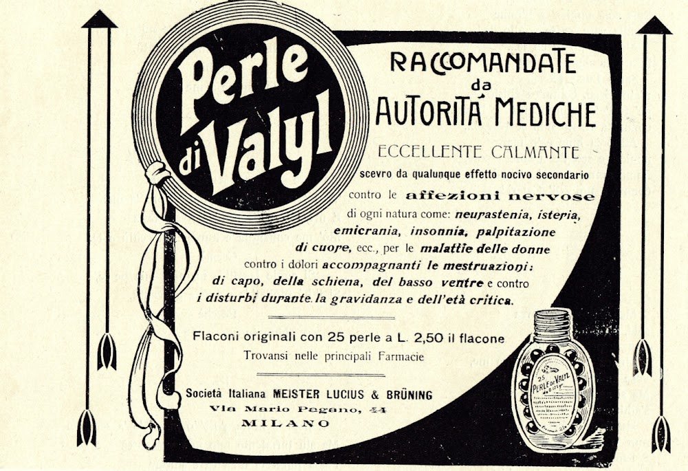 Perle di Valyl, eccelente calmante. Meister Lucius &amp; Bruning. Advertising …