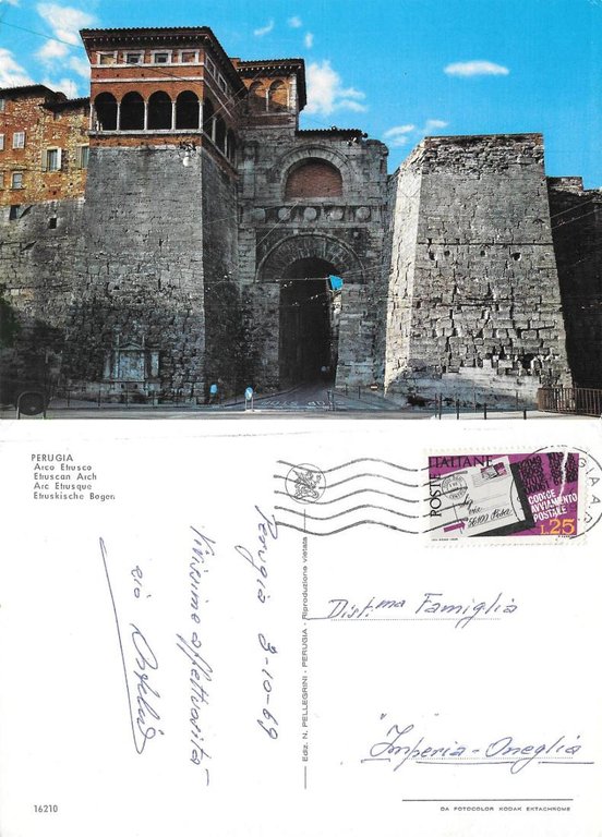 Perugia. Arco Etrusco. Viaggiata 1969