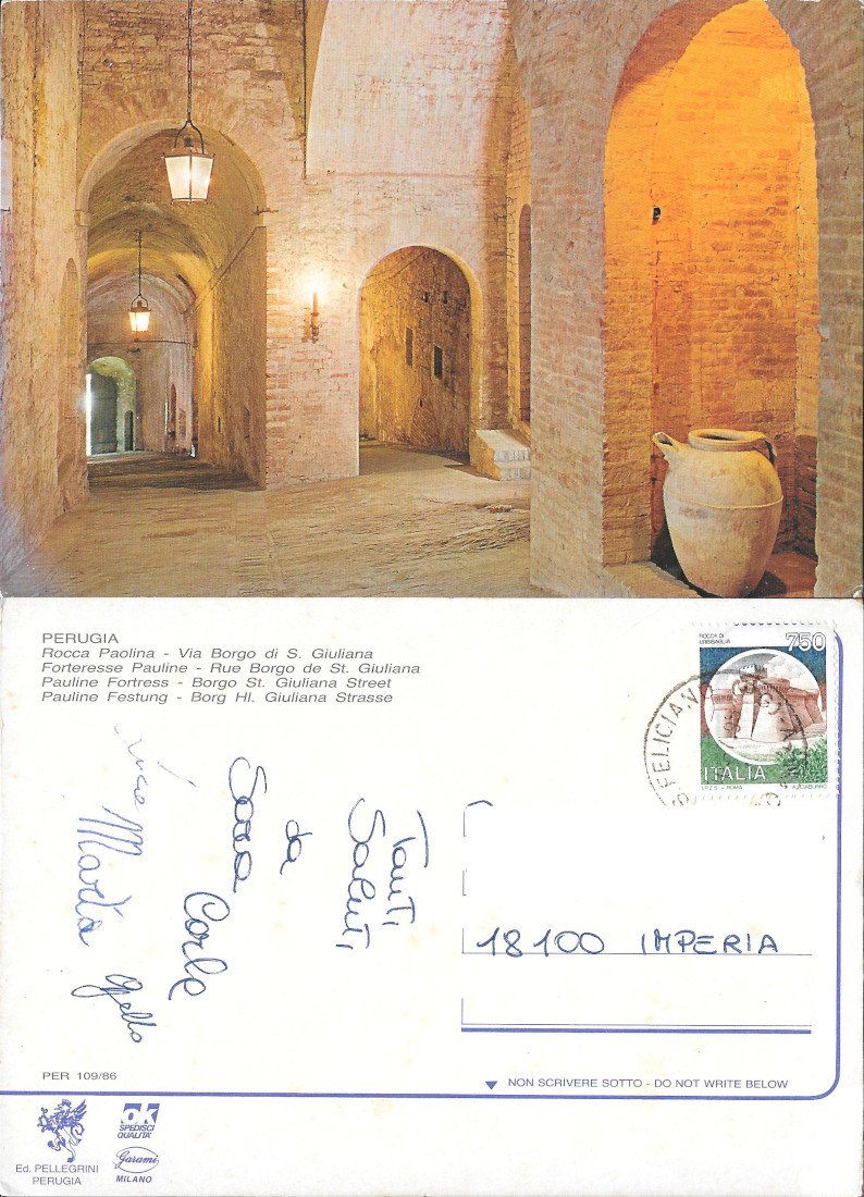 Perugia. Rocca Paolina. Via Borgo di S. Giuliana. Viaggiata | Immagine principale