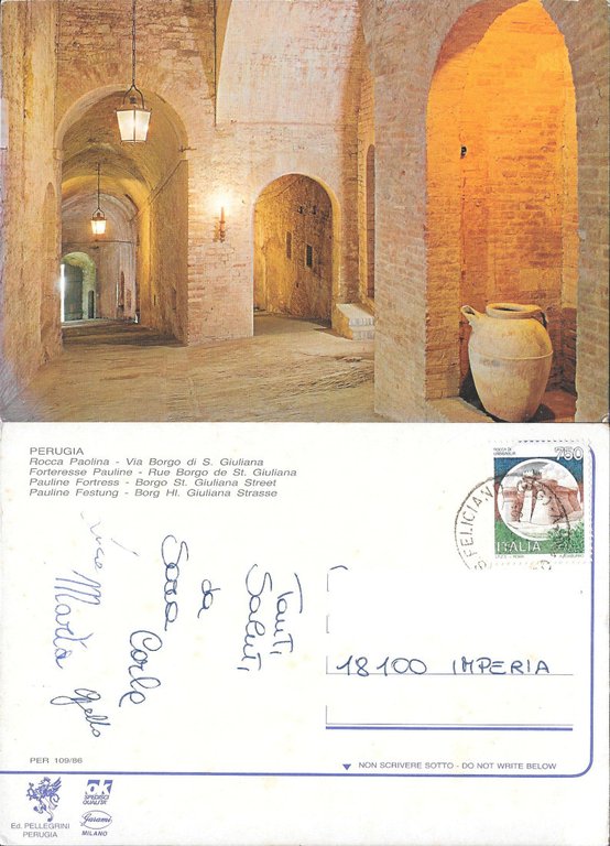 Perugia. Rocca Paolina. Via Borgo di S. Giuliana.  Viaggiata