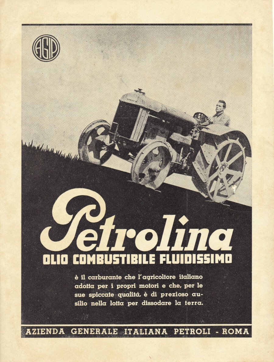 Petrolina AGIP. Olio combustibile fluidissimo. Advertising 1936