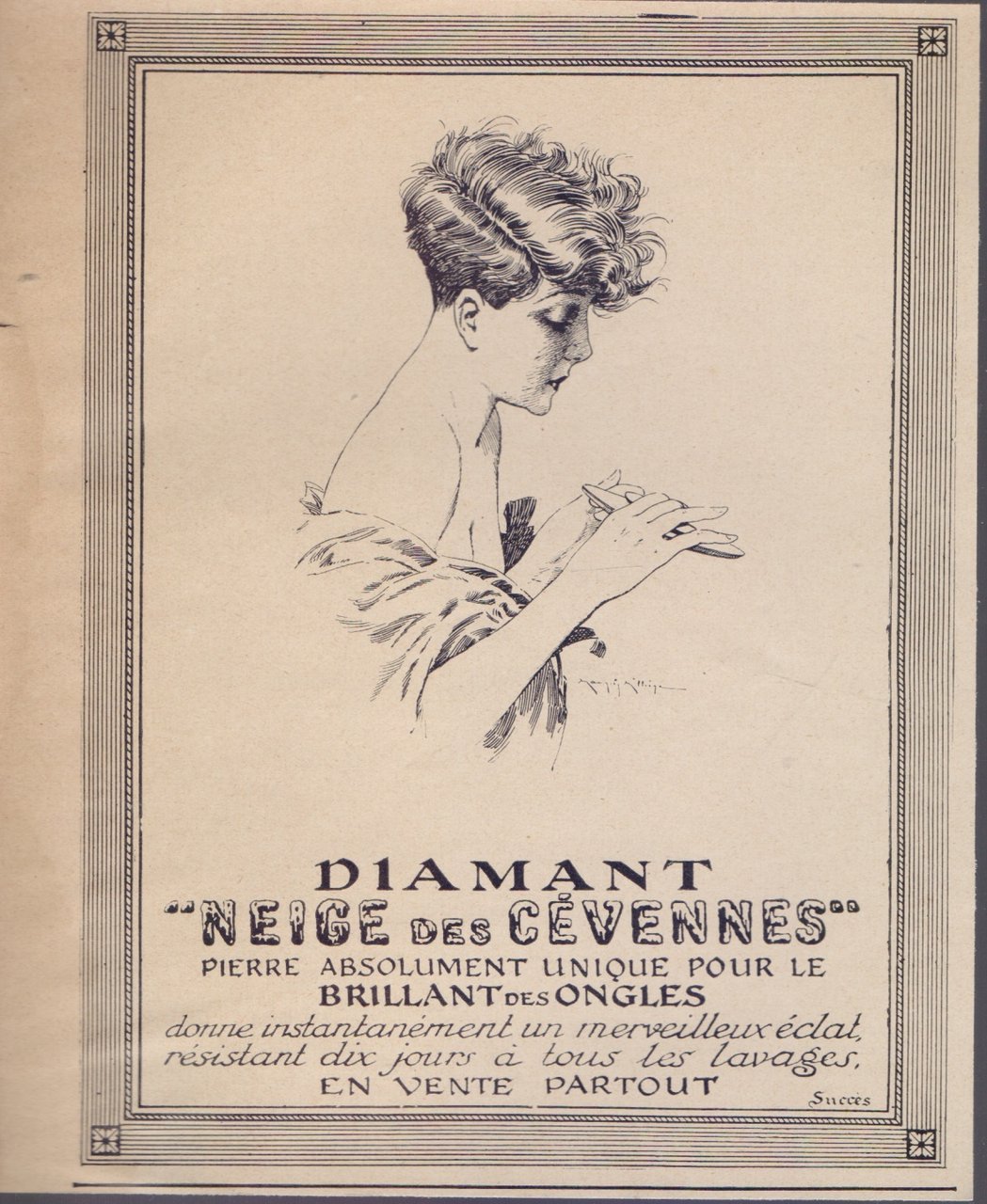 Pierre pour ongles Diamant Neige de Cevennes. Advertising 1926