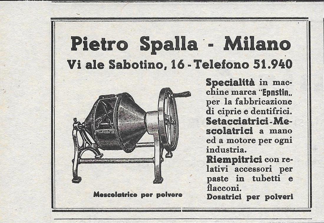 Pietro Spalla. Setacciatrici, mescolatrici, riemepitrici. Stampa 1941