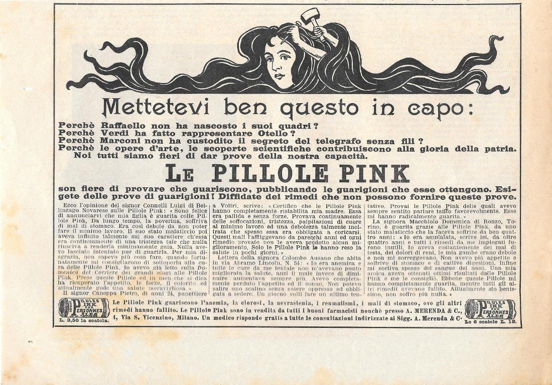 Pillole Pink. Advertising 1903