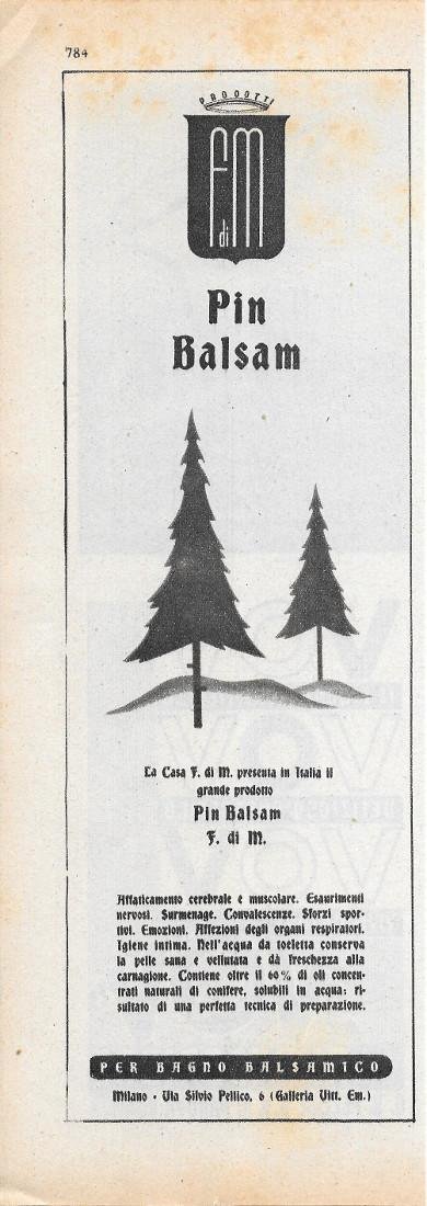 Pin Balsam. FdiM Milano. Advertising 1947