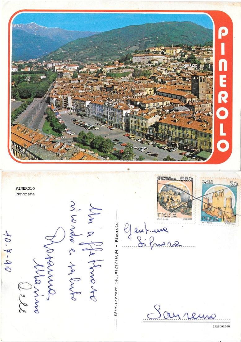 Pinerolo (TO). Panorama. Viaggiata 1990